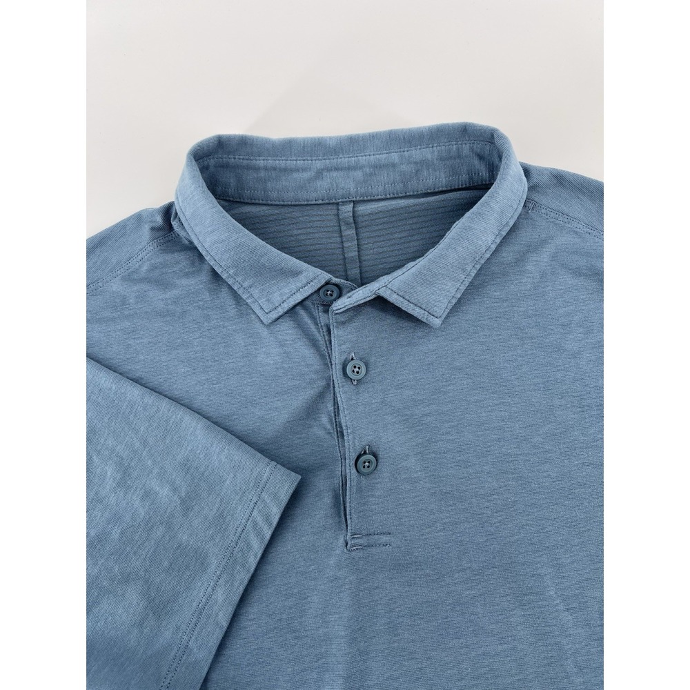 Lululemon Polo Shirt Mens Small Blue Short Sleeve Performance Golf Athleisure